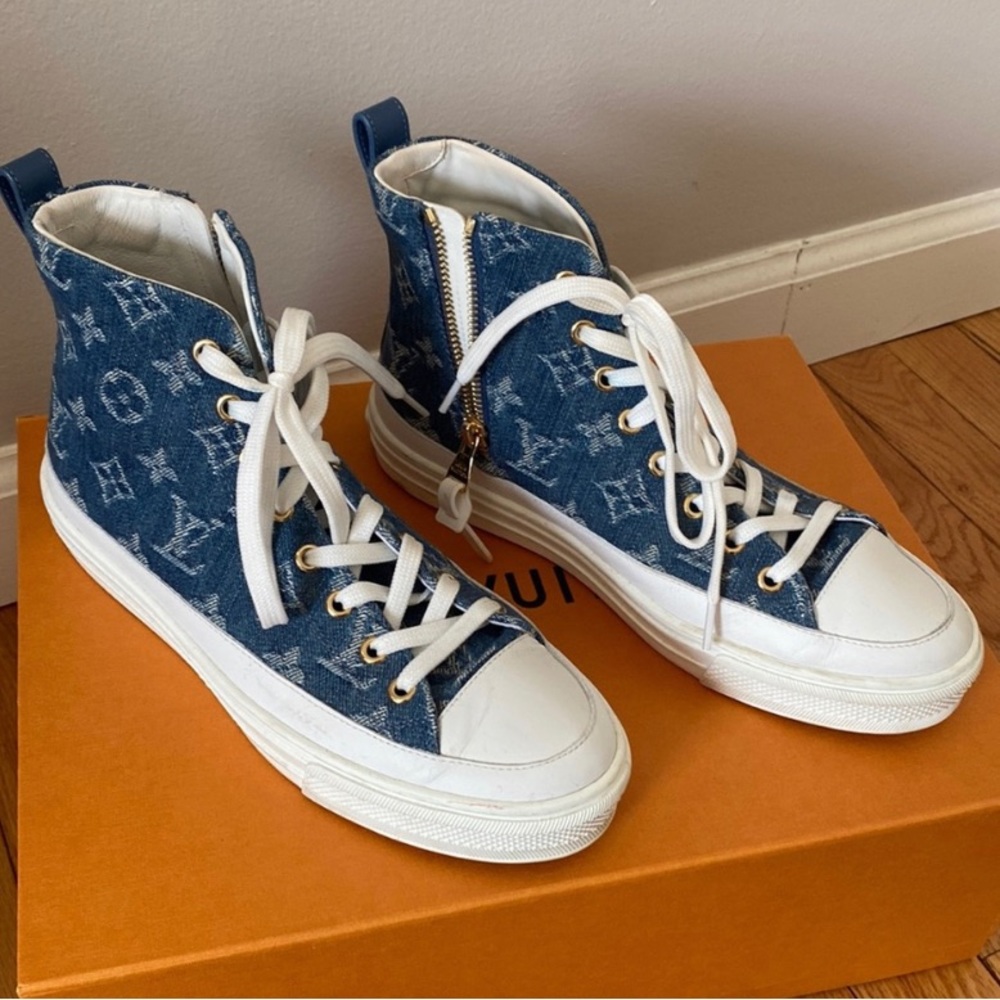 Louis Vuitton Blue Monogram Denim High-Top Sneakers